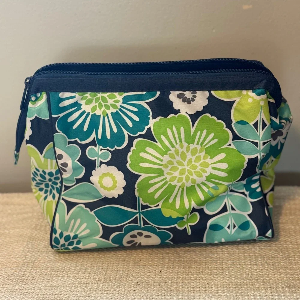 Thirty-One Floral Blessed Best Buds Cosmetic Bag Travel Makeup Zippered Pouch